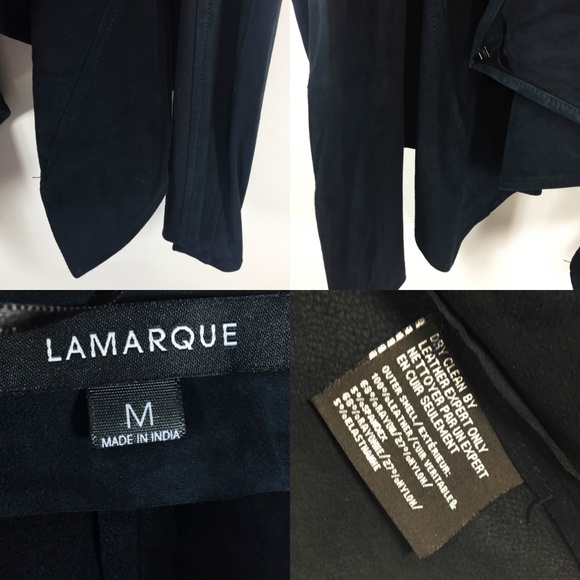 NWT LaMarque Suede Leather Jacket Waterfall Neck M - Picture 7 of 7